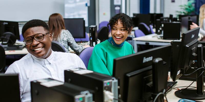 Students using computer