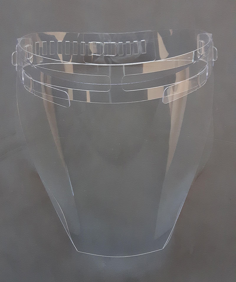 Prototype of the laser cut face shield for coronavirus