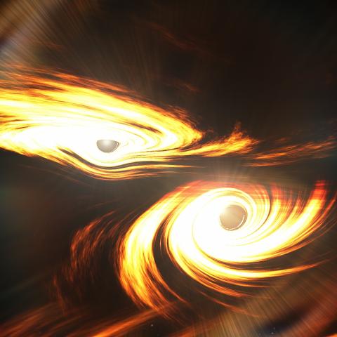 Artists interpretation of two colliding black holes