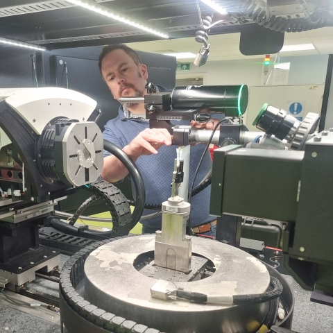 Dr Charles Wood using the lab-based X-ray machine