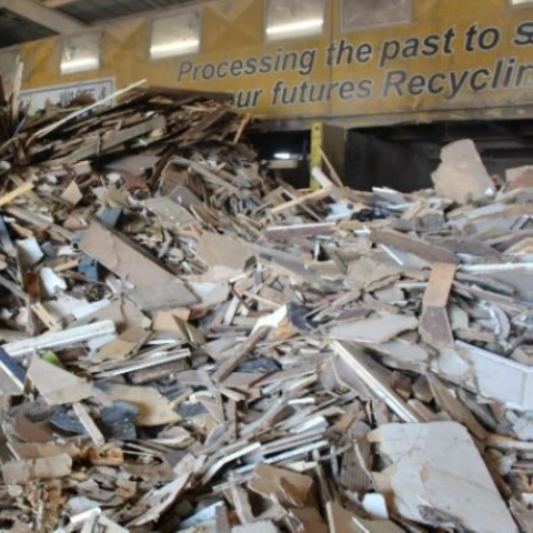 A pile of construction and demolition waste