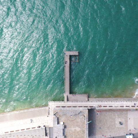 Aerial photo of Hot Walls Pier at Old Portsmouth