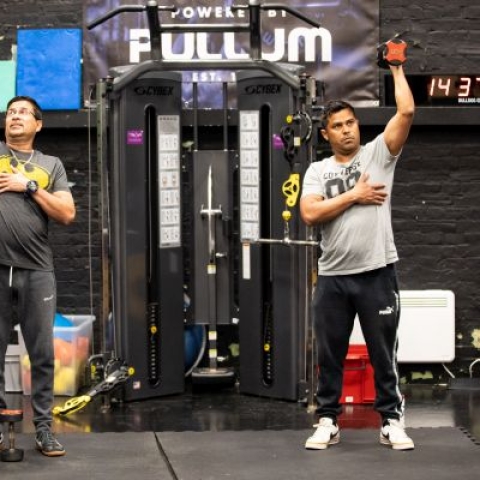 Participants with Alistair Raddon, BSc Sport and Exercise Science student at the University of Portsmouth © Karen Bornhoft/University of Portsmouth