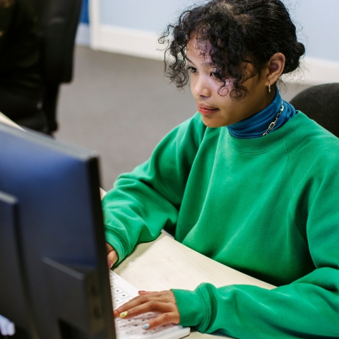 Female student at computer
