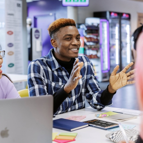 Student studying in the library