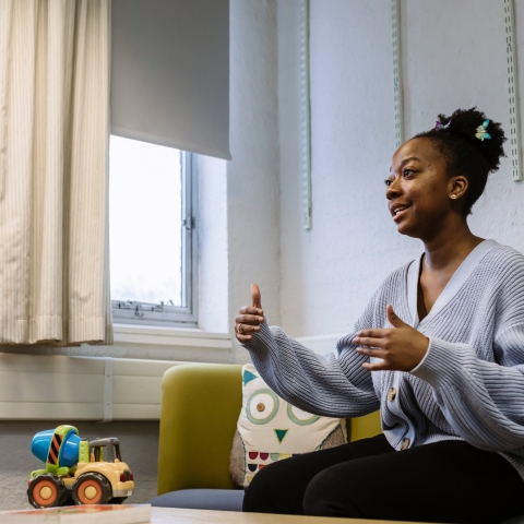 Student on a social work case meeting