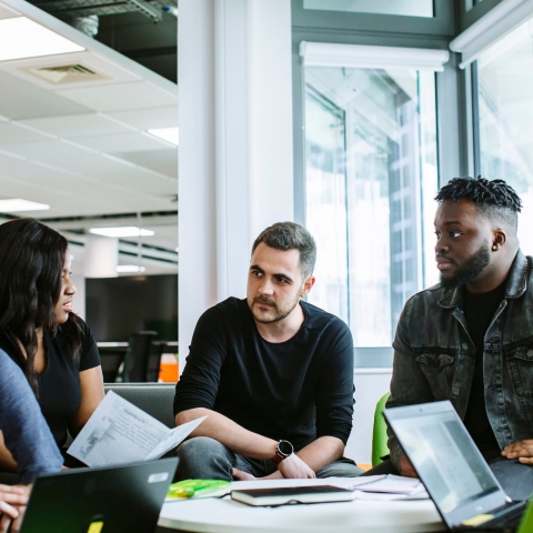 Group of University of Portsmouth students in a business meeting