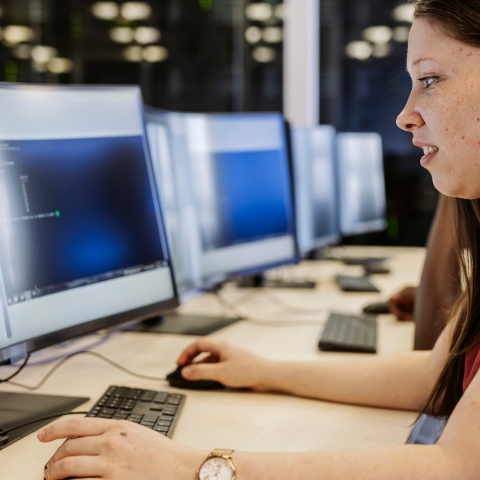 Woman working on computer 