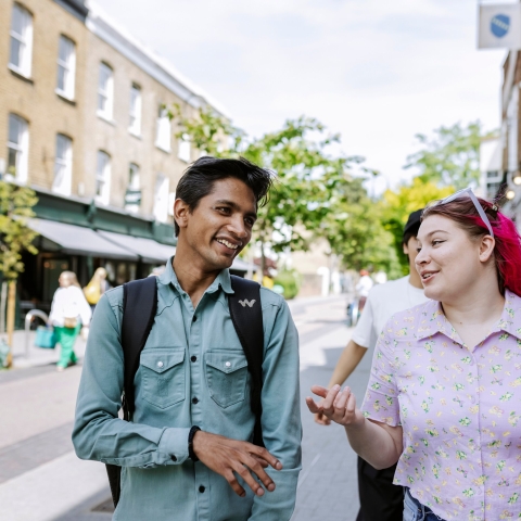 Walthamstow photoshoot - March 2022 students walking and chatting