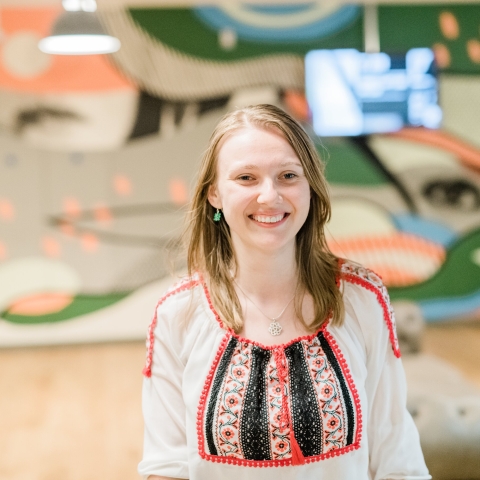 Female University of Portsmouth student volunteering