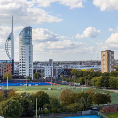 Panoramic view of Portsmouth skyline