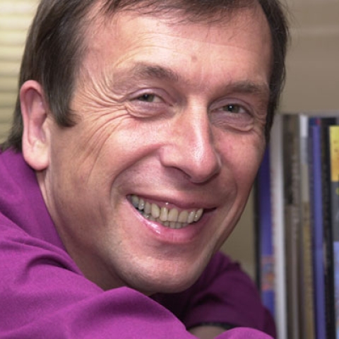 Kevin Warwick smiling to camera close-up