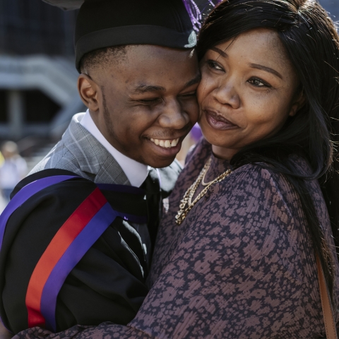 Parent and child at graduation