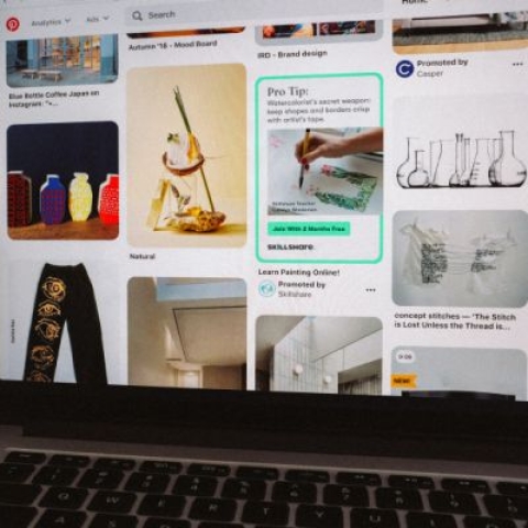 Image of a laptop displaying a pinterest board