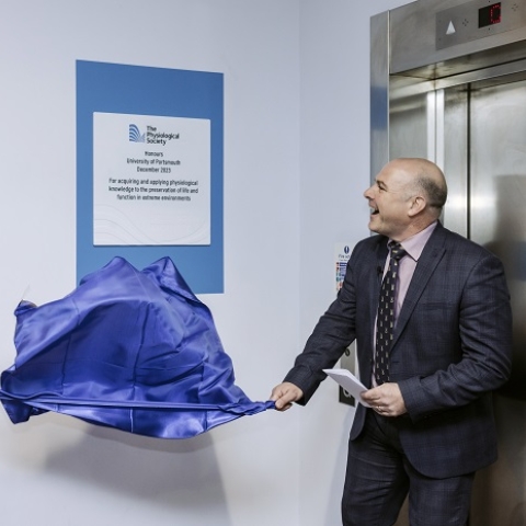 President of The Physiological Society, Professor David Attwell, and Professor Richard Thelwell, Interim Dean of Science and Health at the University of Portsmouth