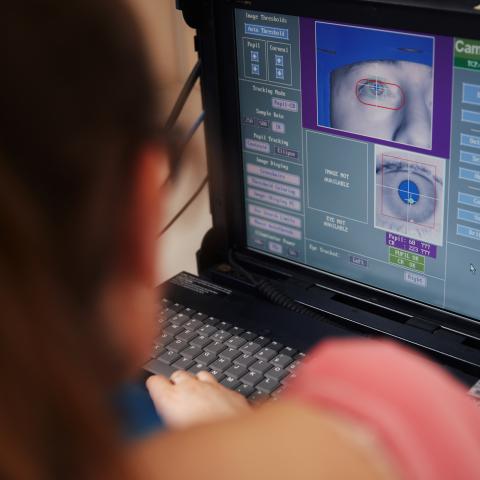 Person using eye tracking software