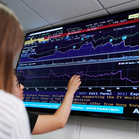 Students using finance software