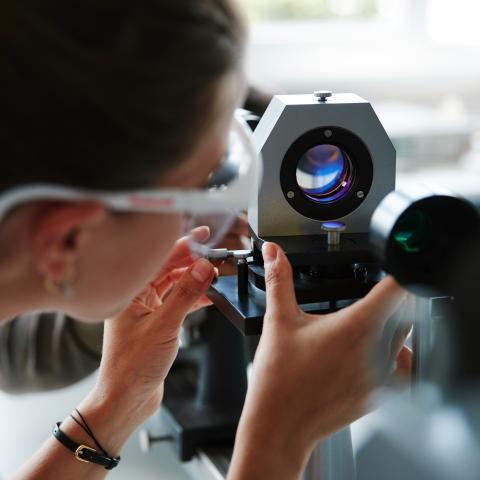 Female scientist studying Zeeman effect at University of Portsmouth