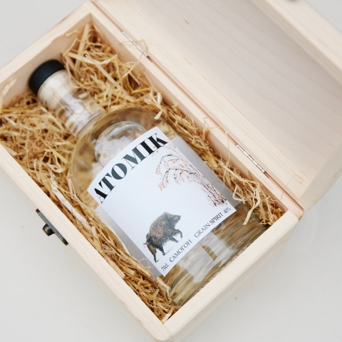 A bottle of Atomik vodka from Chernobyl
