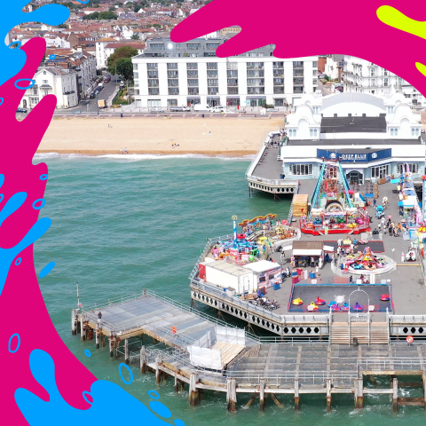 View of the beach and the pier 