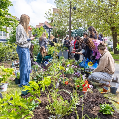 University of Portsmouth students taking part in a community project