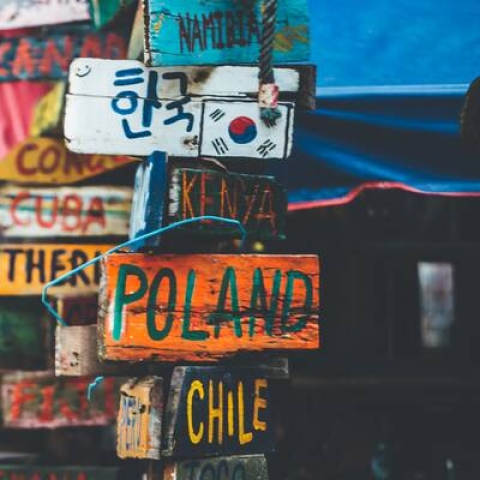 destinations on a street sign in Thailand