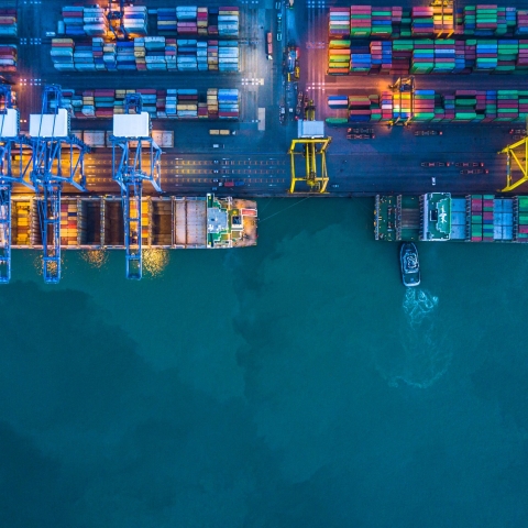 Cargo ships viewed from above