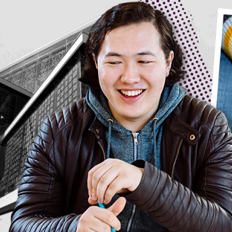 Smiling student at university