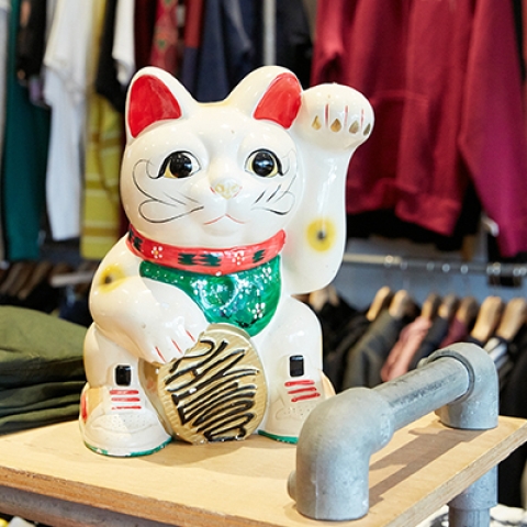 Cat ornament in a Southsea clothes shop