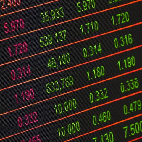 Numbers on stock market machine close-up