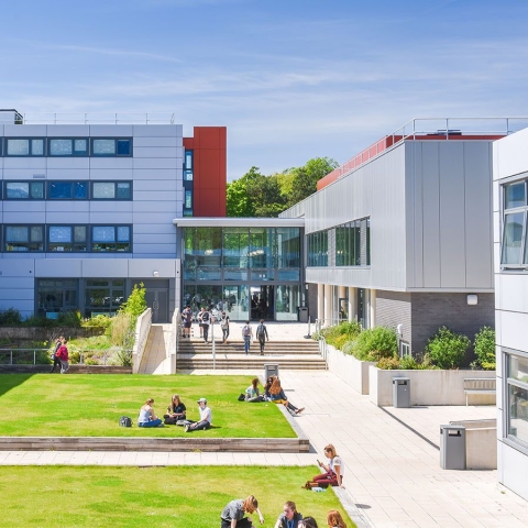 A landscape photo of Fareham College's campus.