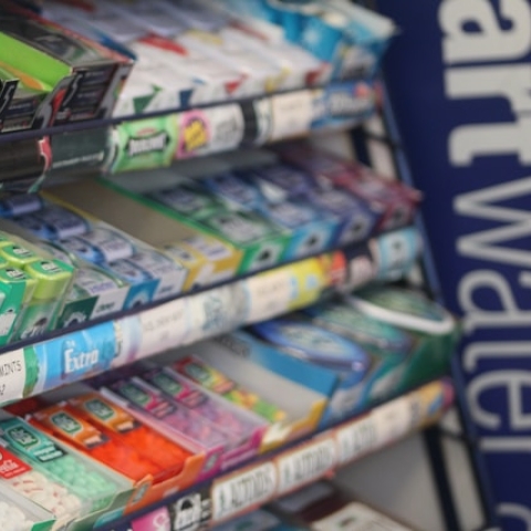 Chewing gum on display in a shop