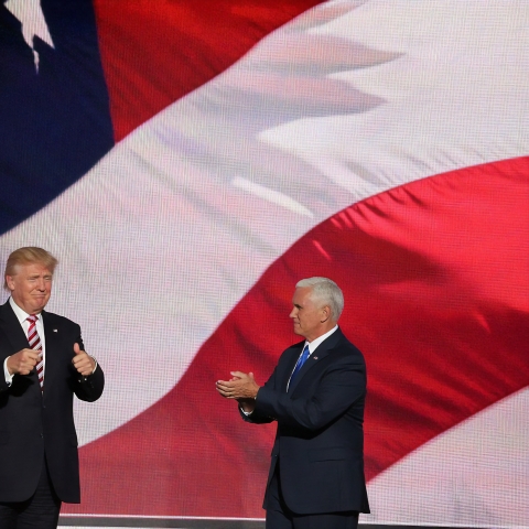 Picture of Donald Trump in front of American flag - Photo by History in HD on Unsplash