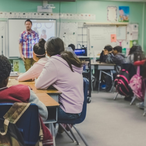 Students learning in a class room