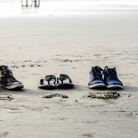 footwear on the beach sand