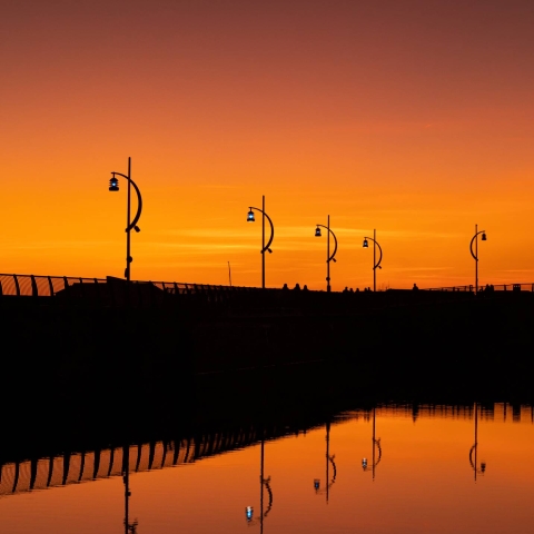Landscape with orange sky