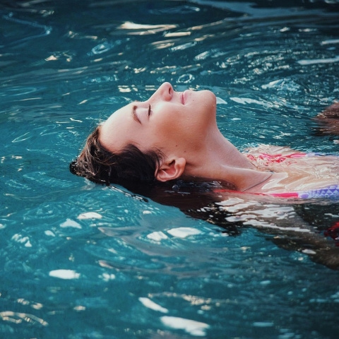 A woman floating 
