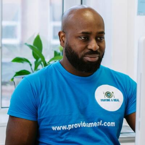 Man using private office space