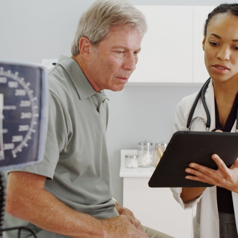 Clinician helping a patient