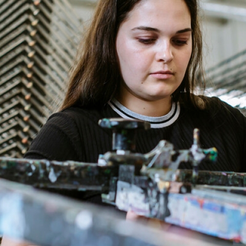 A student working in CCI facilities