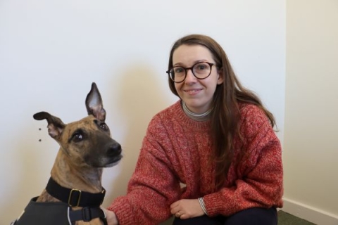PhD Researcher Amy West with her dog Reenie