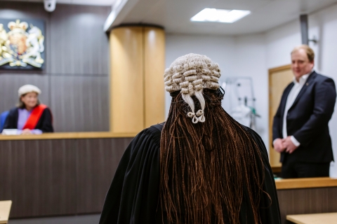 Student in a courtroom