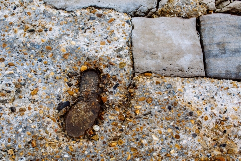 a hole in a stone wall