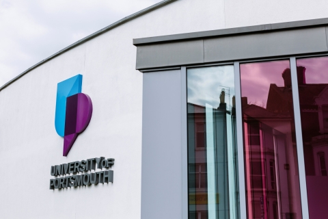 University of Portsmouth logo on building