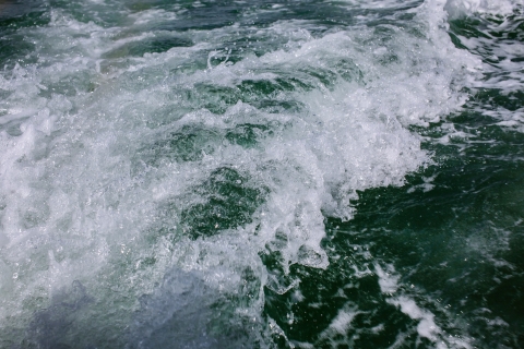 Waves crashing in the ocean
