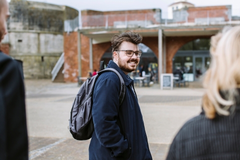 Arthur Tolley overlooking the sea from Old Portsmouth