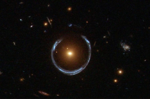 Image of the newly discovered ultramassive blackhole called The Cosmic Horseshoe gravitational lens.