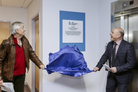 President of The Physiological Society, Professor David Attwell, and Professor Richard Thelwell, Interim Dean of Science and Health at the University of Portsmouth