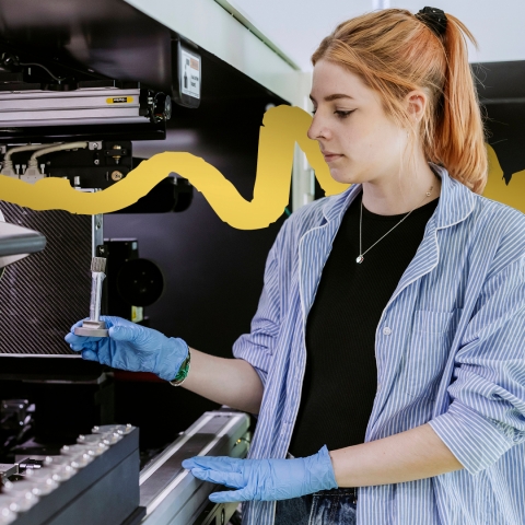 Student working in lab
