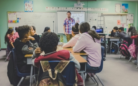 Students learning in a class room